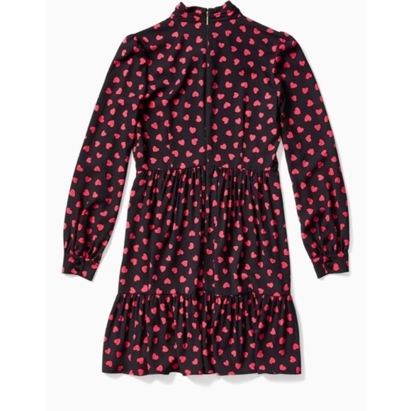 KATE SPADE New York Heartbeat Tie Neck Shirtdress Black Pink Hearts Heart 10 - Picture 12 of 14